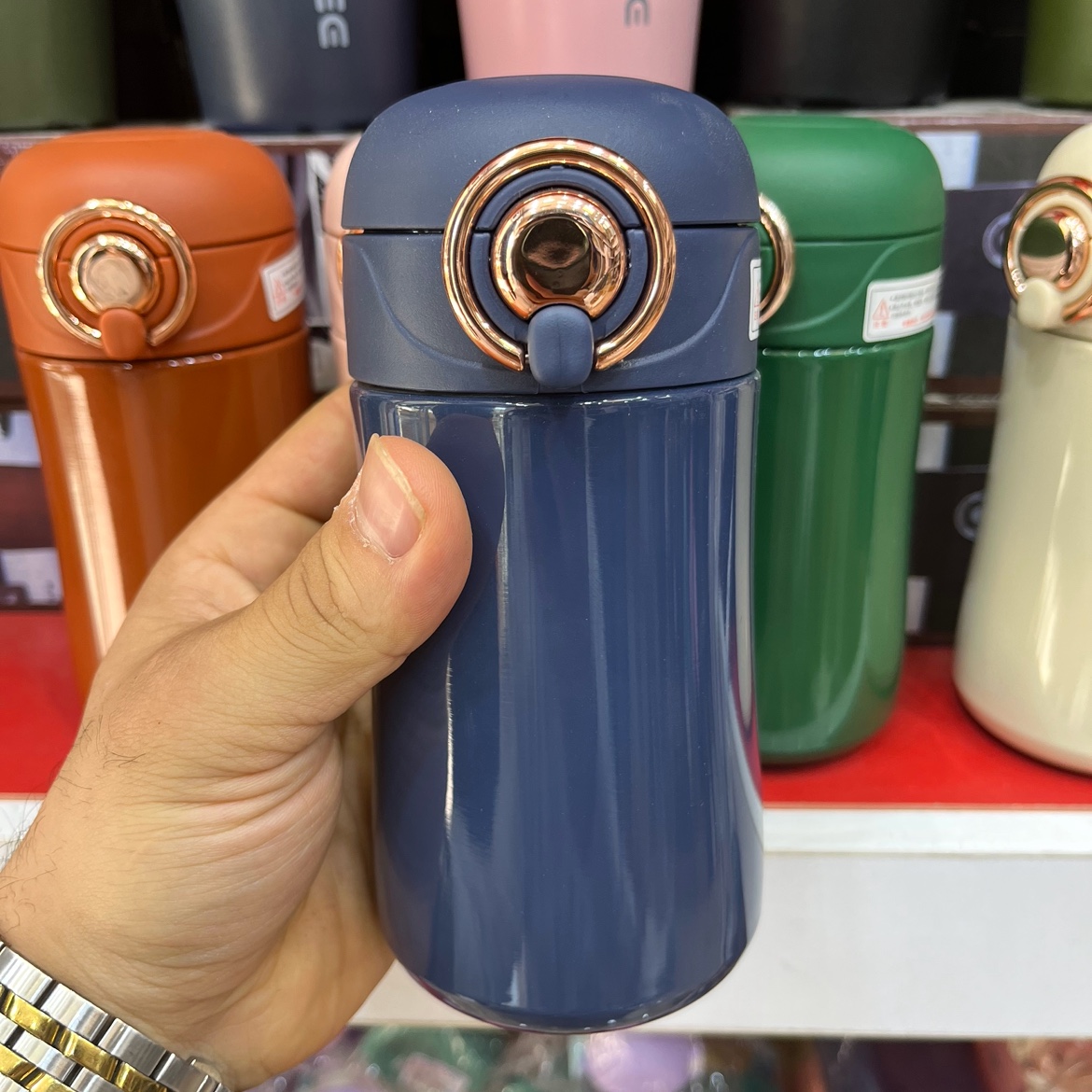 فلاسک قفل دار سرمه ای مدل y-cup 400ml