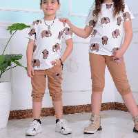 ست تیشرت و شلوارک پرطرفدار و شیک و زیبا اسپورت هم دخترونه هم پسرونه جنس نخ پنبه کیفیت عالی مناسب 2 تا 8 سال 