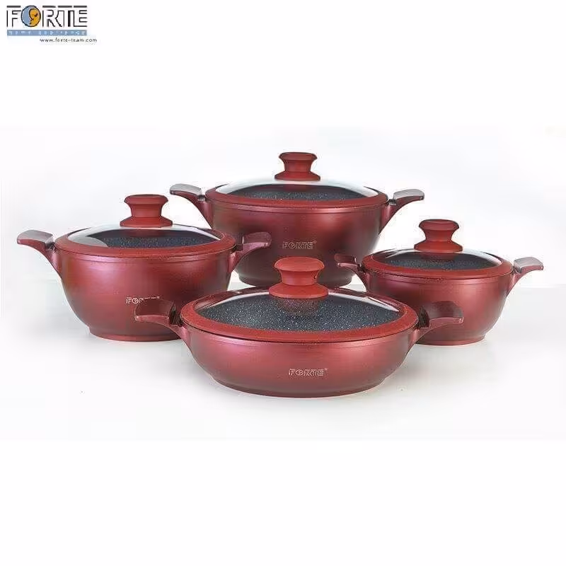 سرویس قابلمه 8پارچه فورته مدل اسکار  در رنگ های   مشکی    سرمه ای   بادمجانی    قرمز      گلبهی