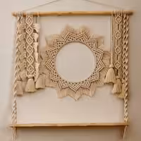 قاب آینه مکرومه و شلف با ابعاد 80در 80 سانتیمتر