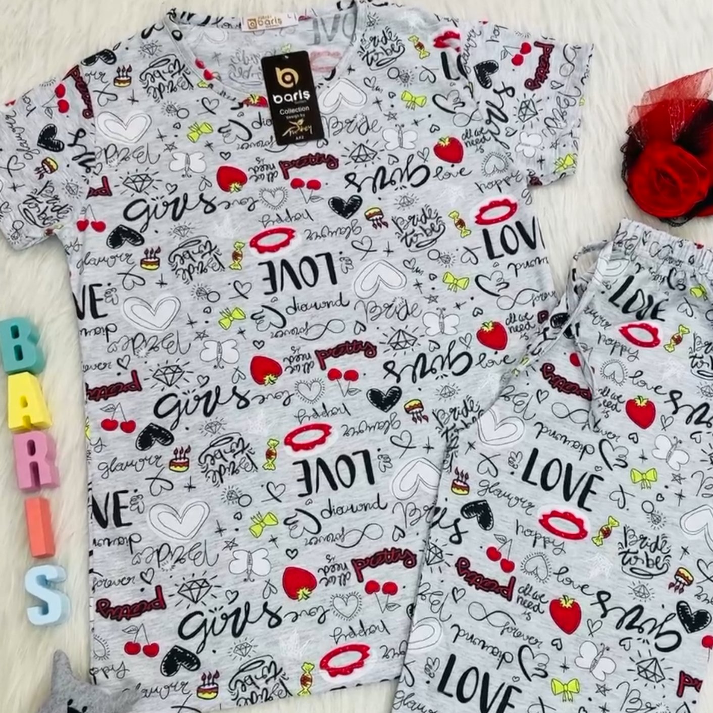 ست سه تیکه تیشرت شلوارک و چشم بند 