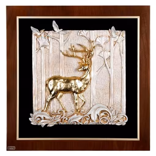 تابلو رزین ورق طلا دست ساز طرح گوزن DORCAS کد PHFWB-301-A1