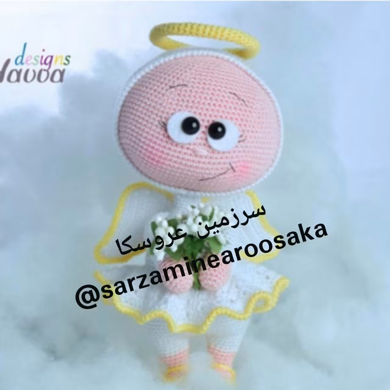 عروسک بافتنی بونی با لباس فرشته