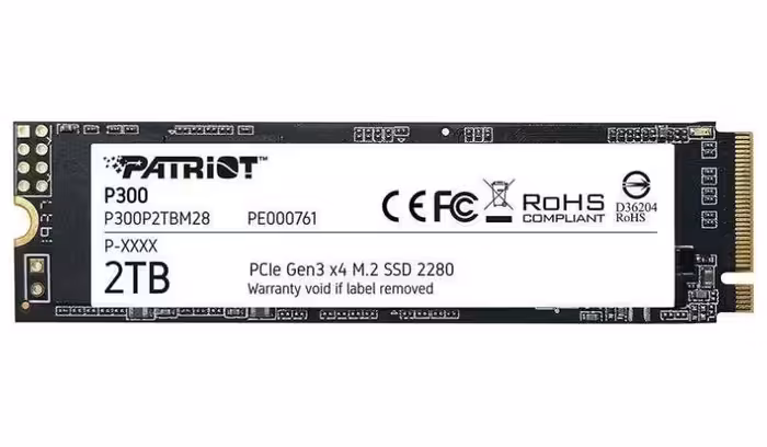 حافظه SSD اینترنال پاتریوت مدل P300 M.2 2280 NVMe PCIe Gen 3x4 ظرفیت 2 ترابایت