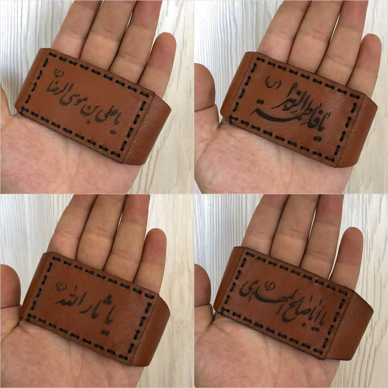 دو عدد بازوبند چرم طبیعی بدون حرز منقش اصل