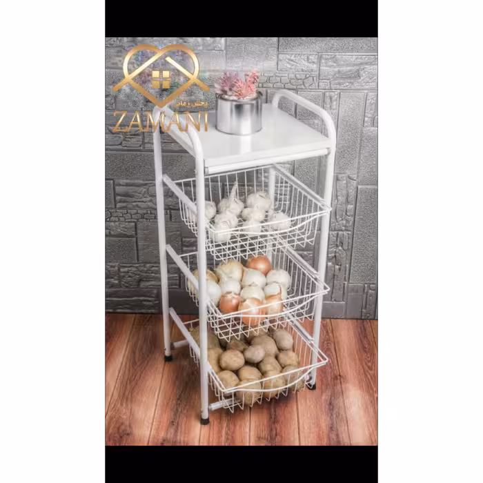 جا پیازی کشویی 3 طبقه سفید استاتیک