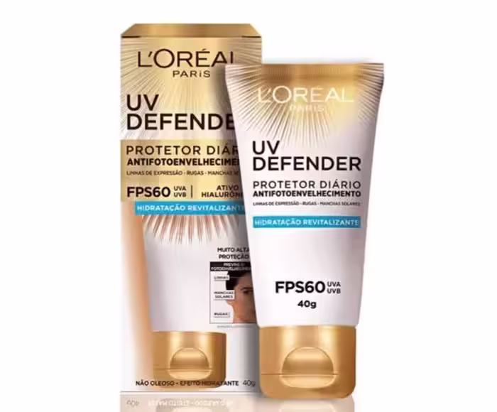کرم ضد آفتاب چین وچروک  بی رنگ لورآل UV Defender مرطوب کننده SPF 60 40G Loreal Paris