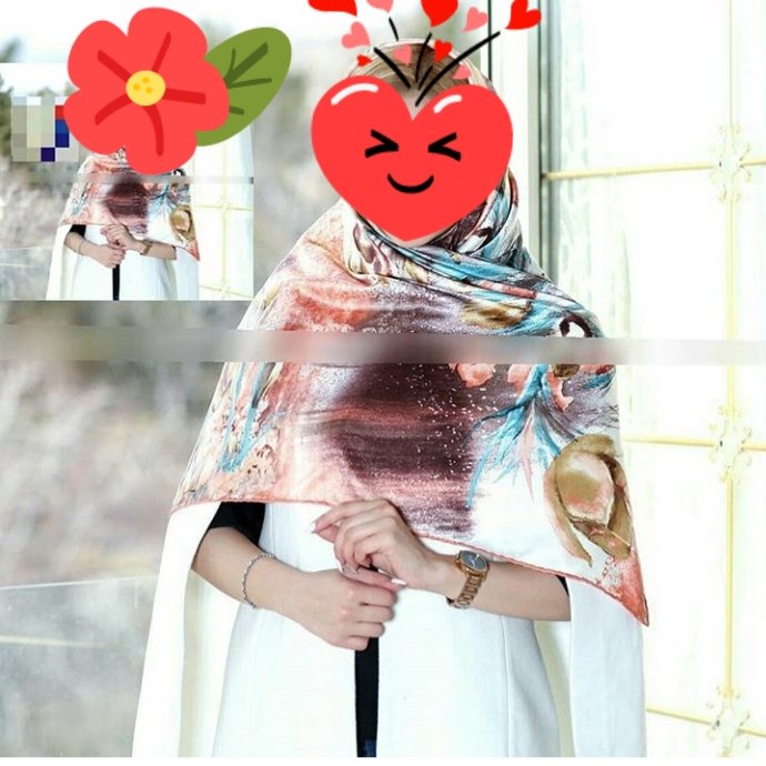 روسری ساتن ابریشم دست دوز(رنگ اول ژورنالی،موجود نیست)