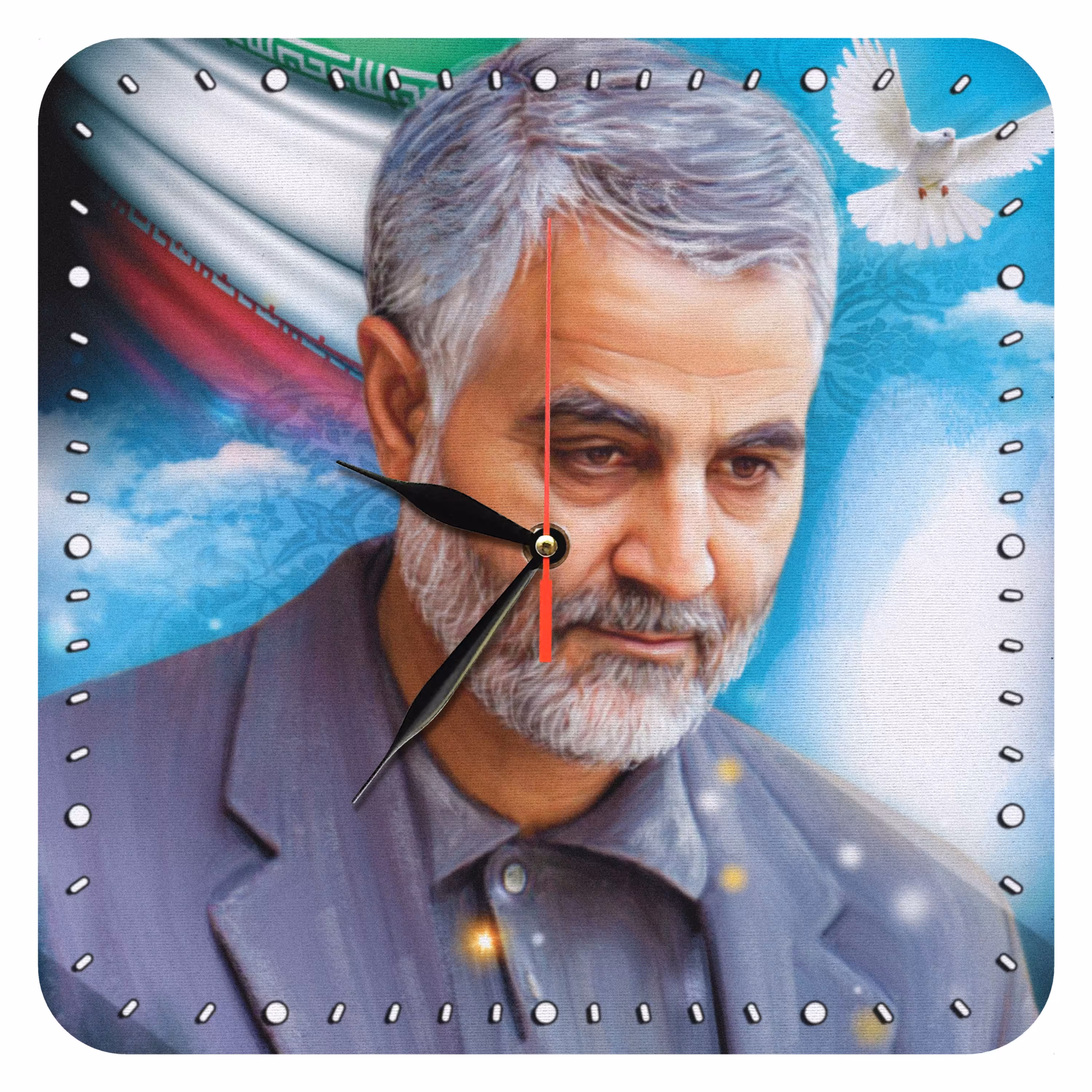 ساعت دیواری مدل 1067 طرح سردار شهید حاج قاسم سلیمانی