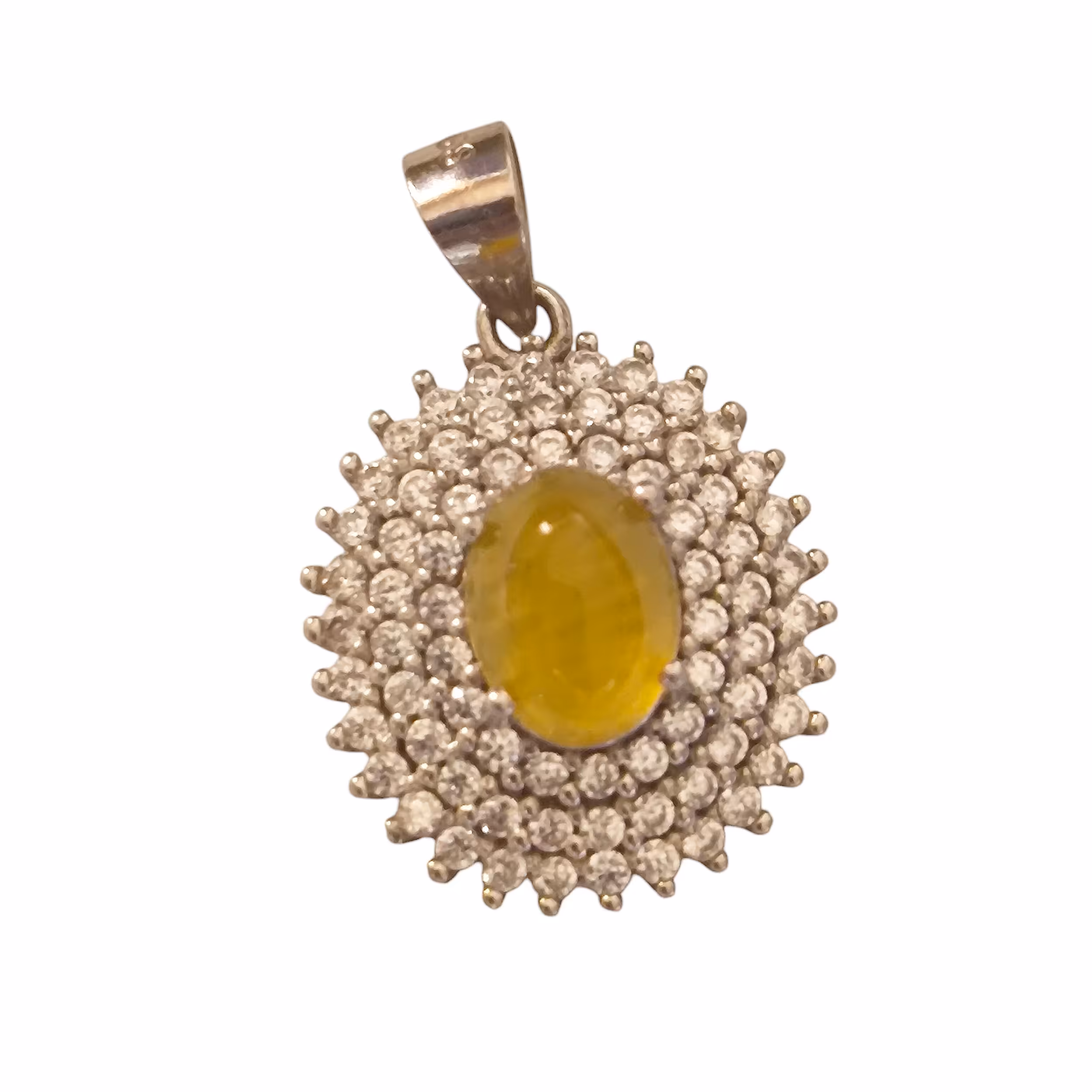 گردنبند شرف الشمس جواهری آبکاری طلا سفید طرح خورشید دعای شرف الشمس حک شده