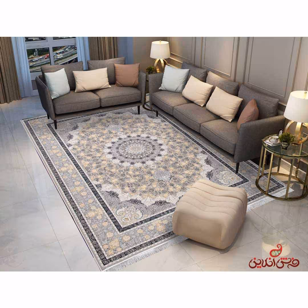 فرش ماشینی برلیان طرح گونش زرین صدفی