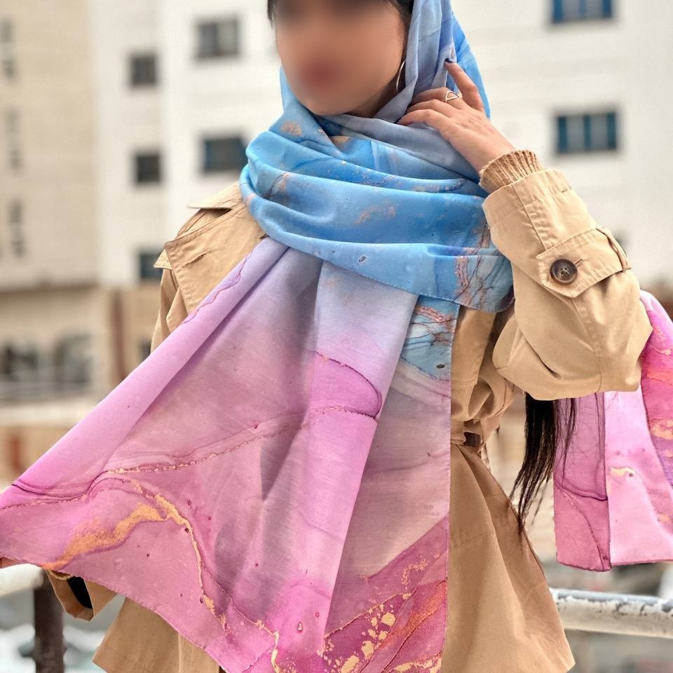 شال صورتی طیفی با رنگ زیبا جنس نخی با ارسال رایگان کد r452