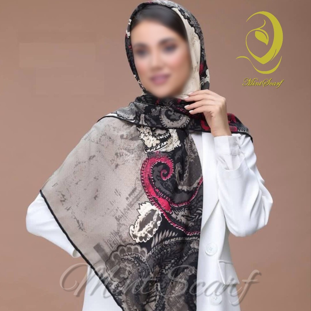 روسری نخ گارزا مجلسی آترین ارسال رایگان بسیار شیک وباکیفیت دور دست دوز سرخابی قواره متوسط در8 رنگ