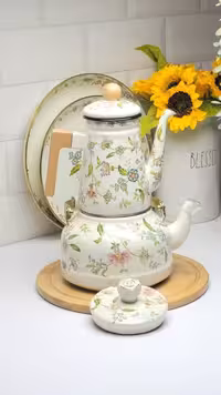 کتری و قوری لعابی گلدار