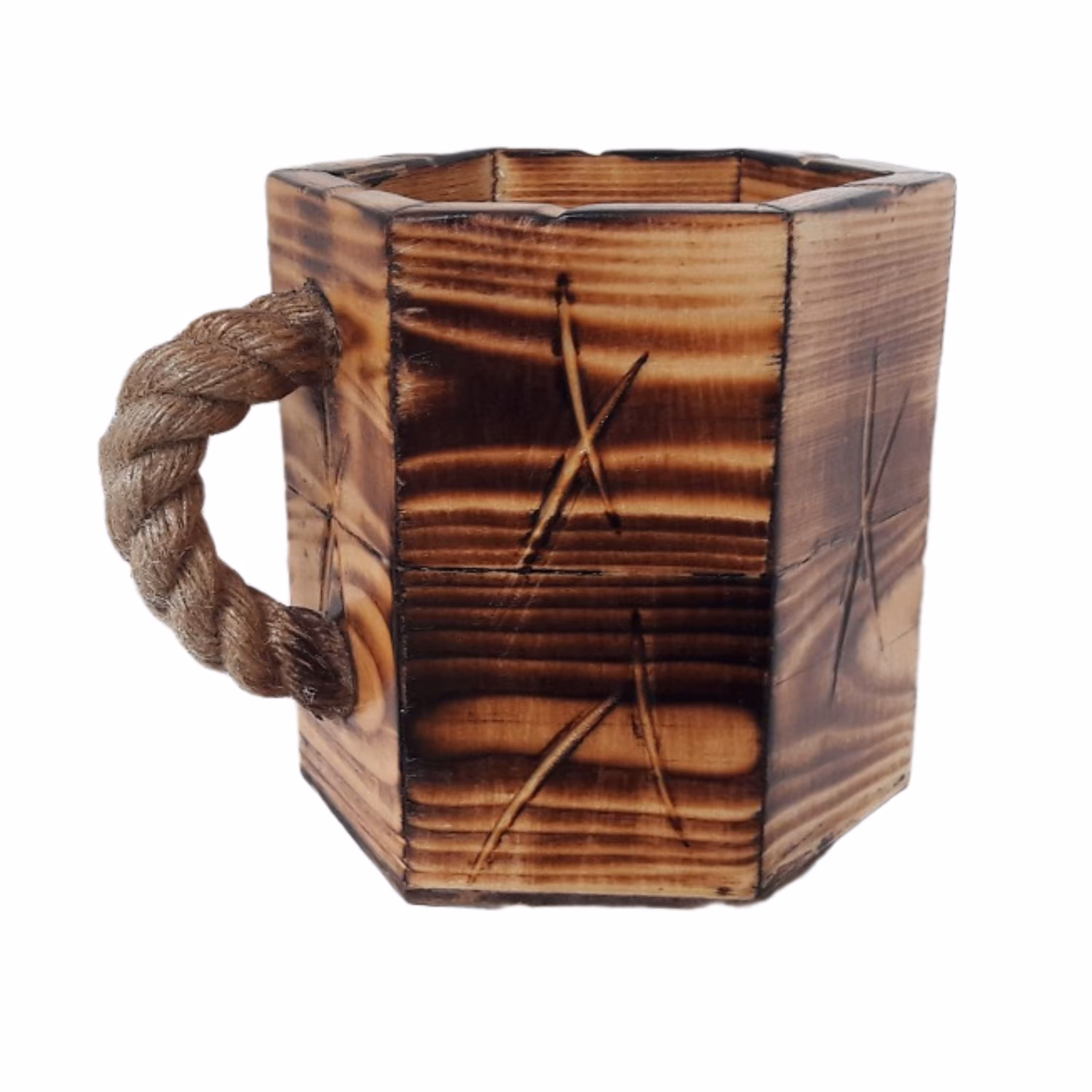 جا کاردی  - جا مدادی( لیوان ) چوبی مدل تیکا ( قهوه ای روشن )