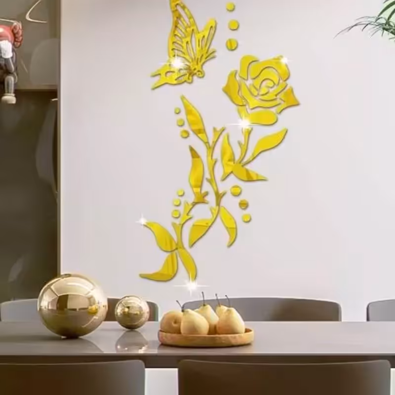 اینه دکوراتیو مدل گل و پروانه سایز یک مترو بیست سانت