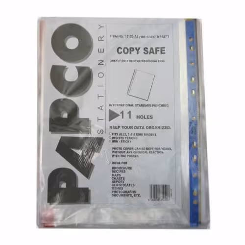 کاور A4 پاپکو بسته 100 عددی (نوار آبی)