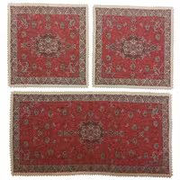 رومیزی سرویس ترمه ابریشم  کد TRSETE15  نفیس  رنگ قرمز  آستر زرشکی