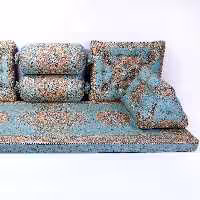 سرویس سنتی شاهنشین طرح افشار رنگ سبزآبی(ست پشتی ترمه)