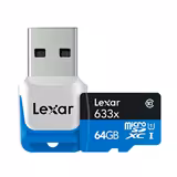 LEXAR Micro SDHC UHS-1 High Performance 633X Class 10 With USB 3.0 Reader- 64GB