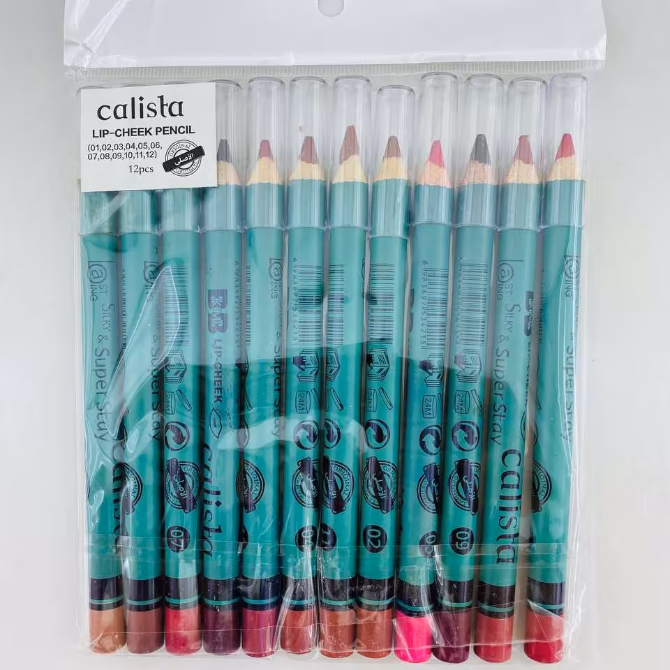 پک 12عددی رژ مدادی پوکه سبز کالیستا/رژمدادی /رژلب