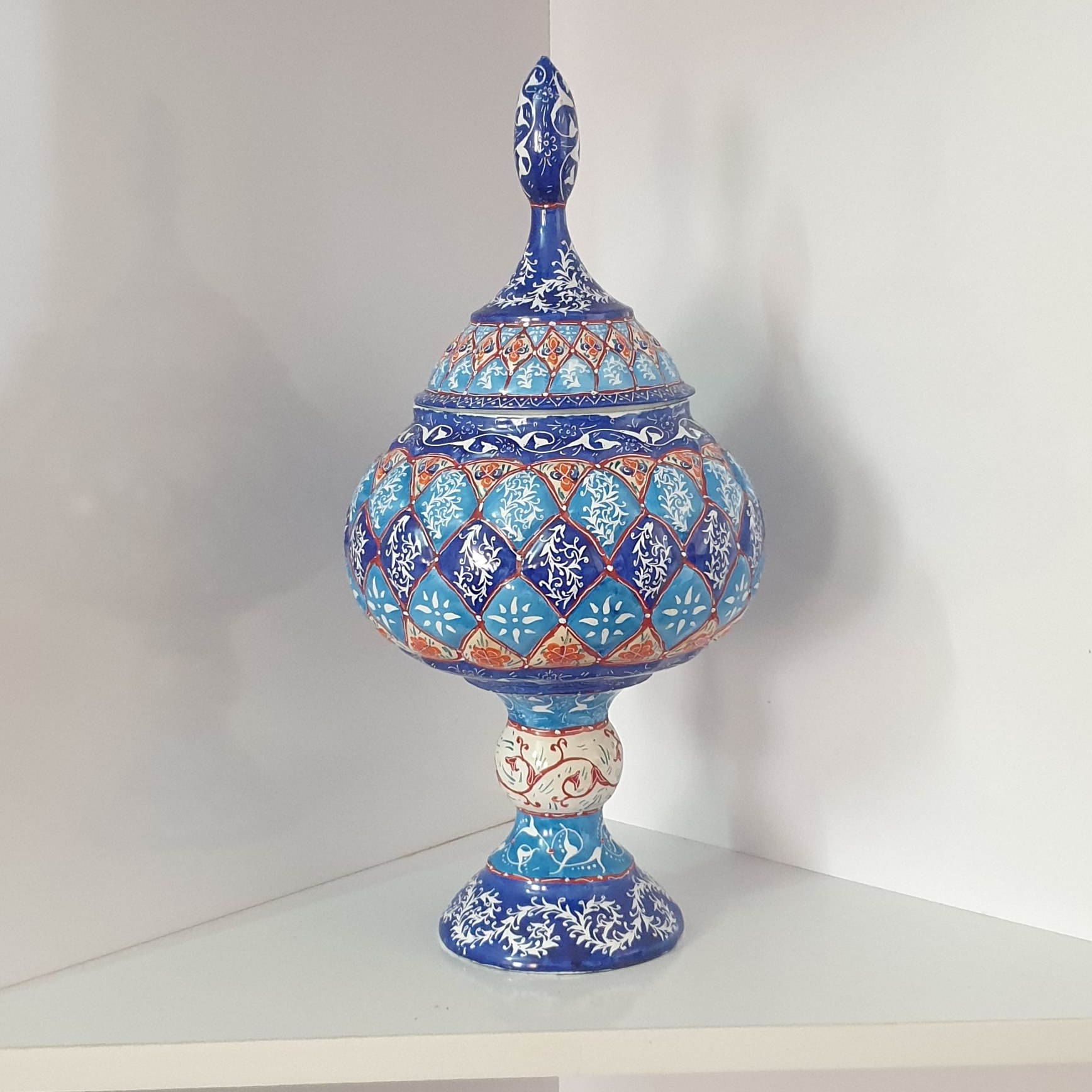 شکلات خوری پایه دار (گز خوری) 35  میناکاری  طرح 6پر اروپایی کد 5