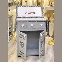 میز اتو و جای چرخ خیاطی تبلتی 3 کشو تمام ام دی اف طوسی 