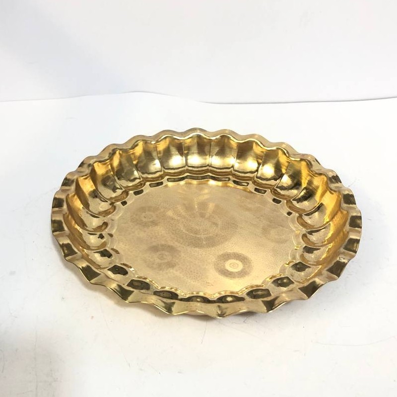سینی استیل ابکاری شده(ابکاری برنج) لب کنگره ای