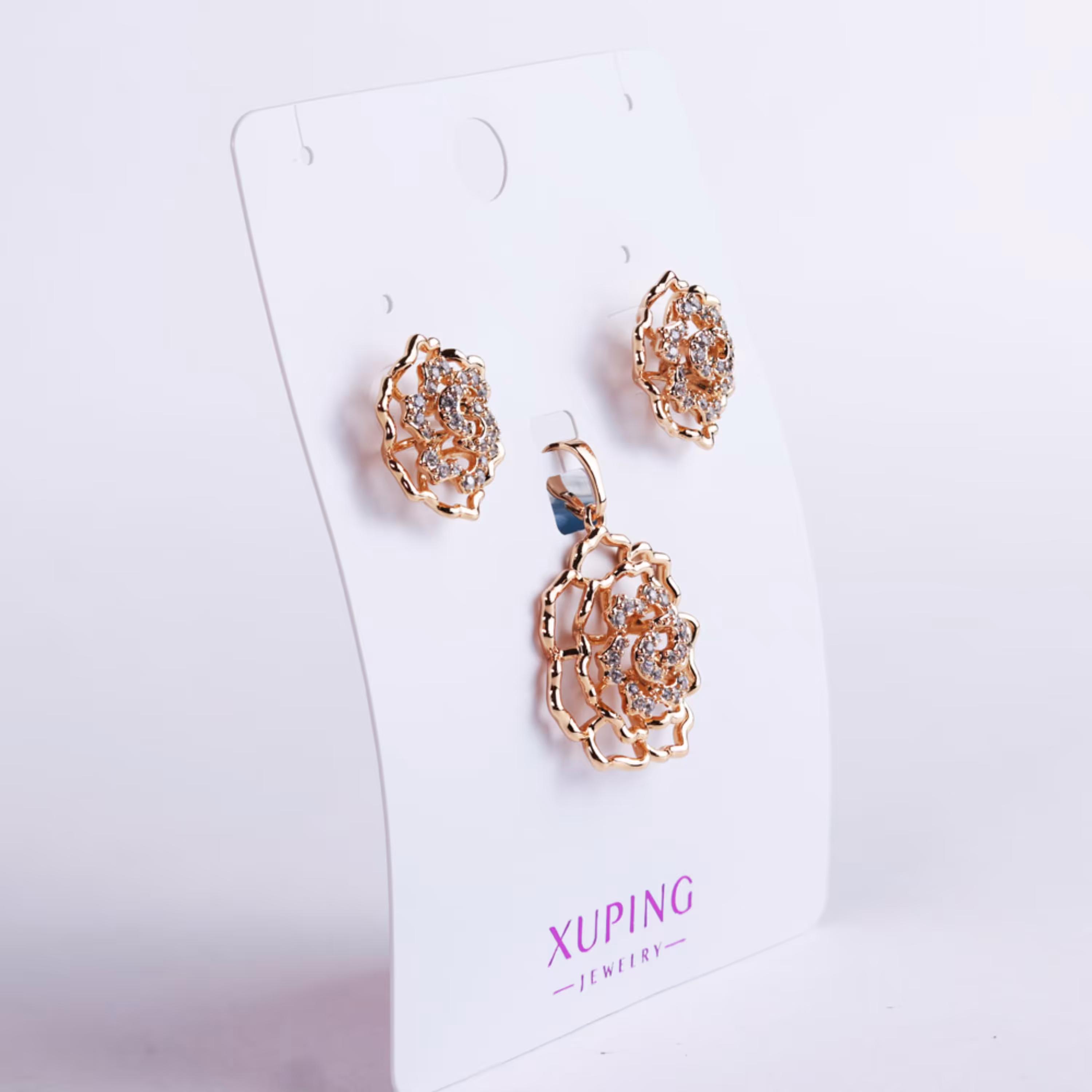 نیم ست گل رز نگین دار ژوپینگ کد 898