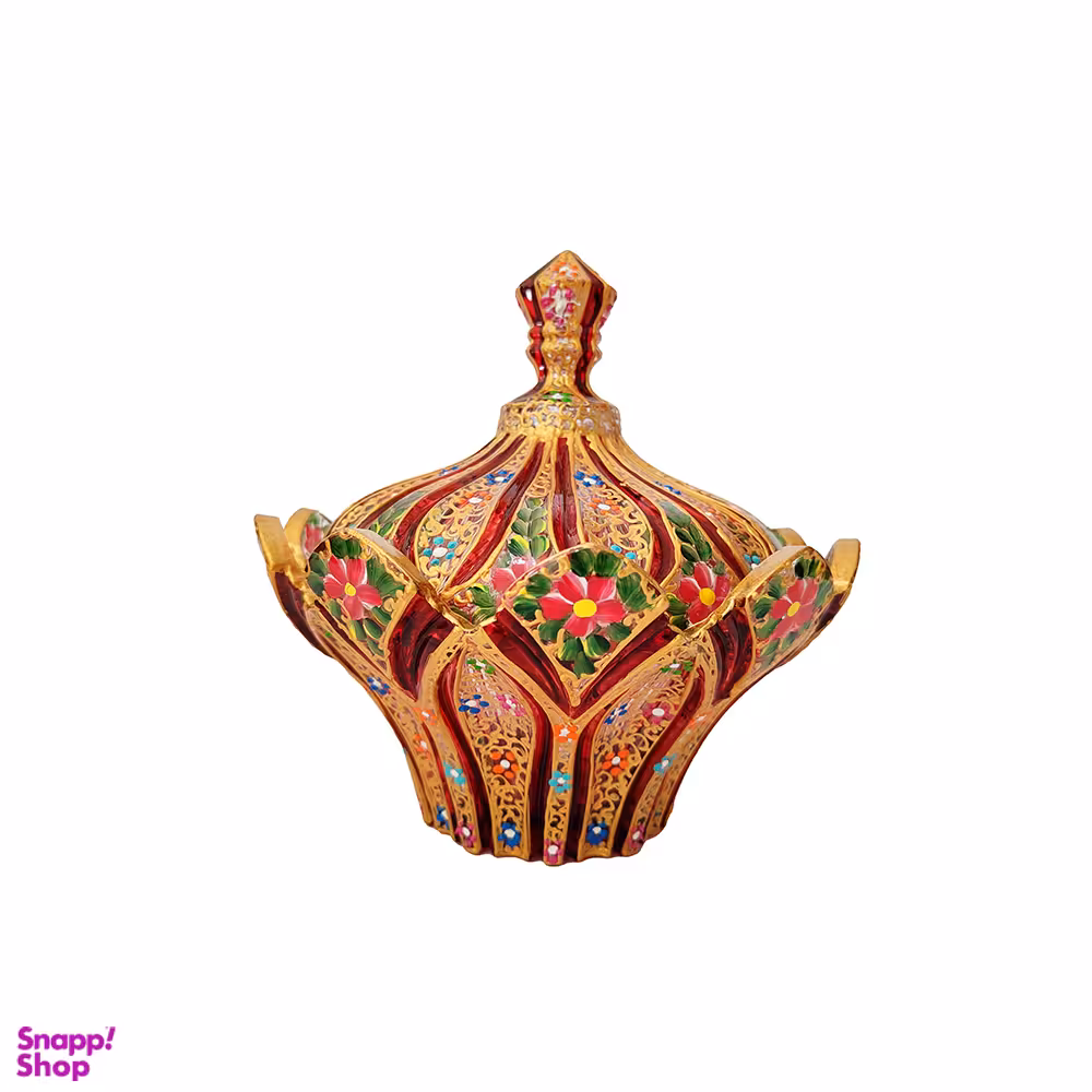 شکلات خوری بلور مدل مینای نقاشی طرح گل آذین