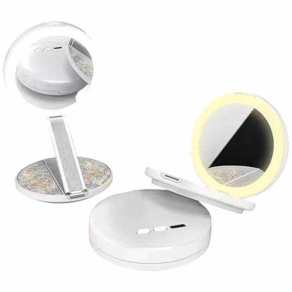 خرید و قیمت آینه آرایشی LED سه‌حالته تاشو - کی ام کالا