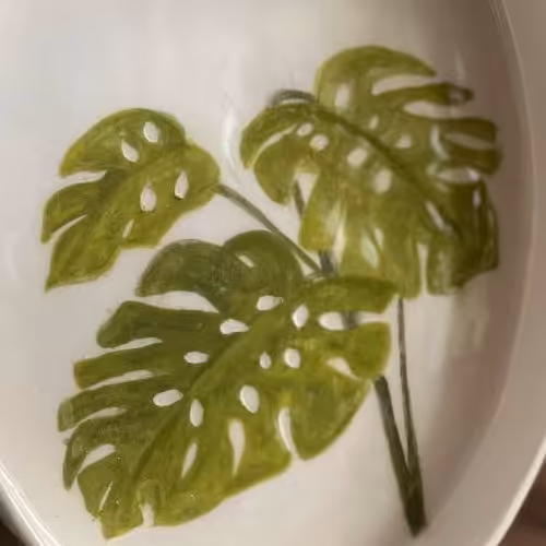 سینی خرما خوری سرامیکی از مجموعه برگ انجیری