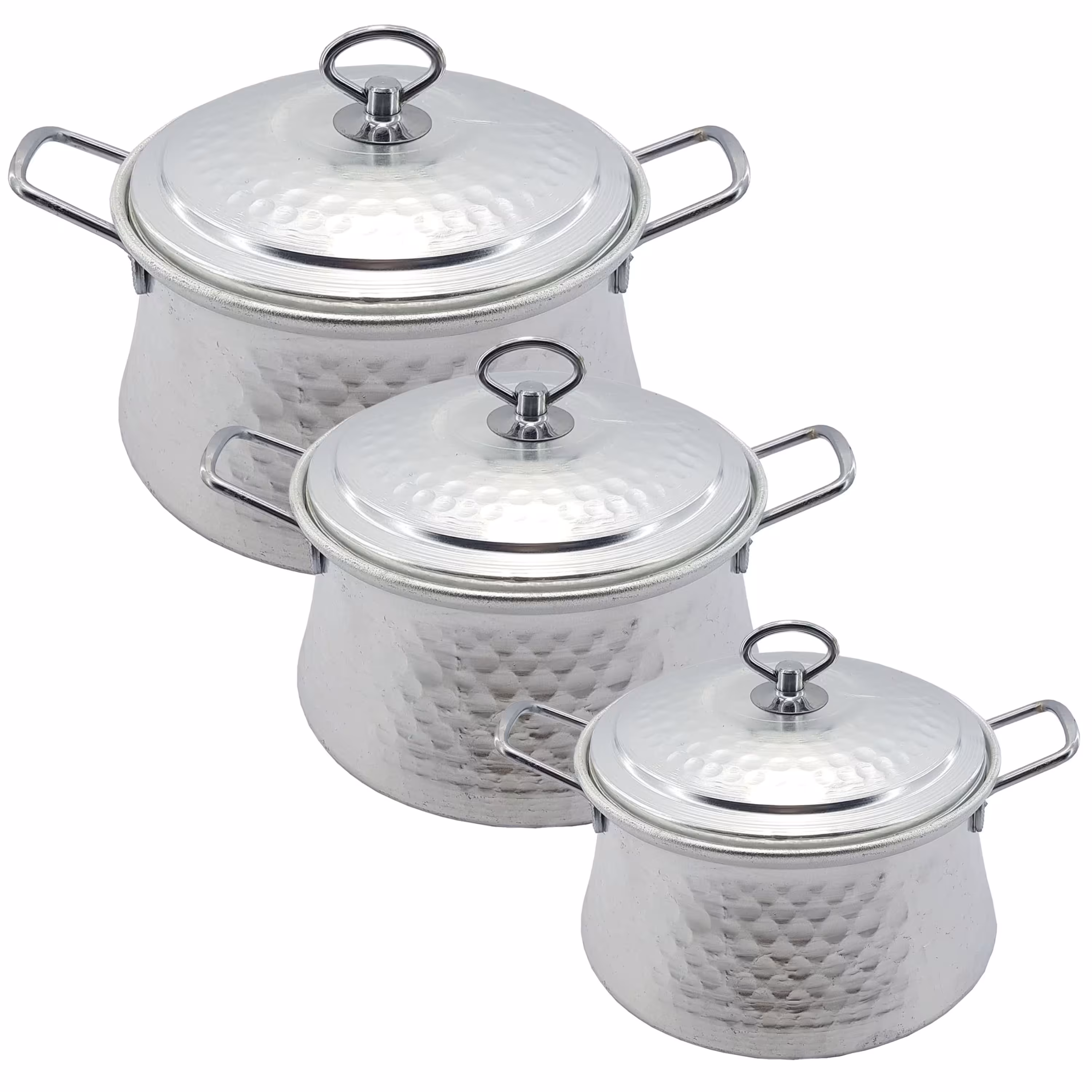 سرویس قابلمه 6 پارچه روحی چکشی مدل دیگچه طرح مس کد  24-20-18