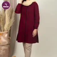 مانتو جلو بسته زنانه تابستانی گلدوزی شده میخک
