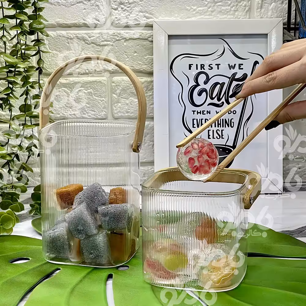 یخدان پیرکس دسته بامبو شیار دار