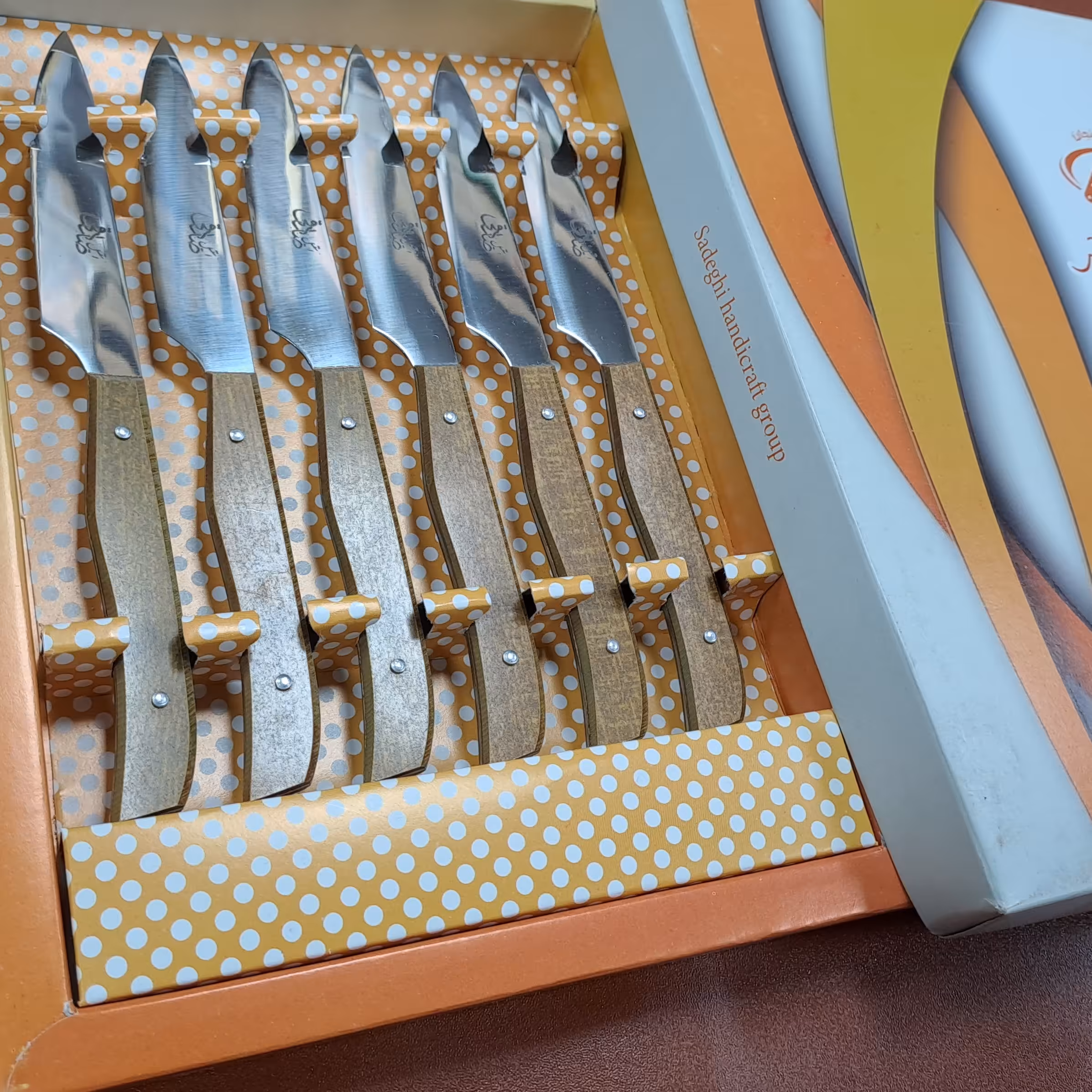 کارد میوه خوری 6 عددی استیل رنگ دسته چوب