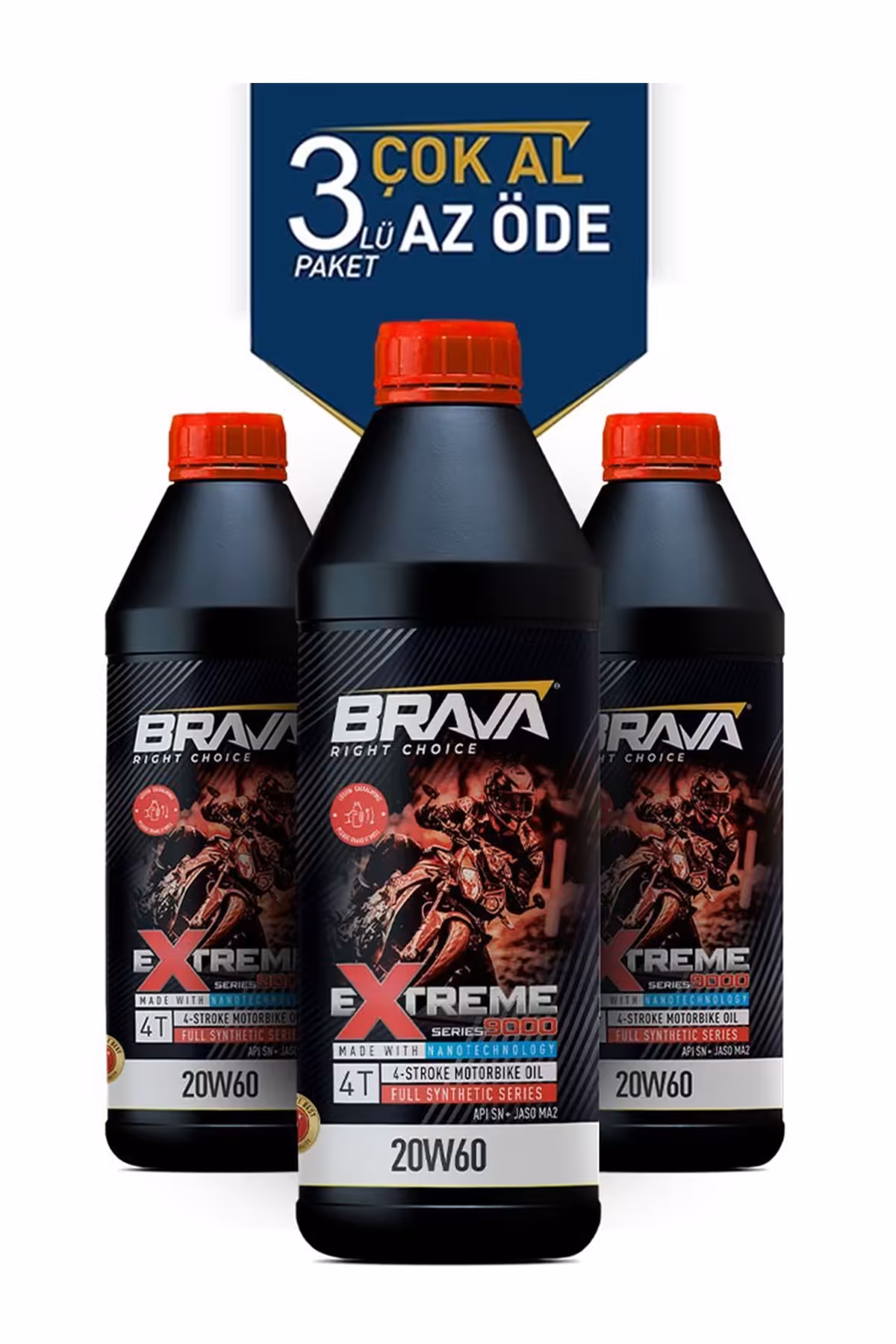 روغن و مکمل موتور EXTREME 9000 4T 20W60 3X 1 LT Brava