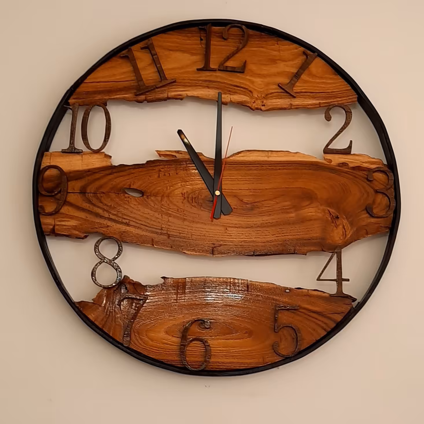 ساعت دیواری چوبی روستیک مدلSR101 سایز 50 