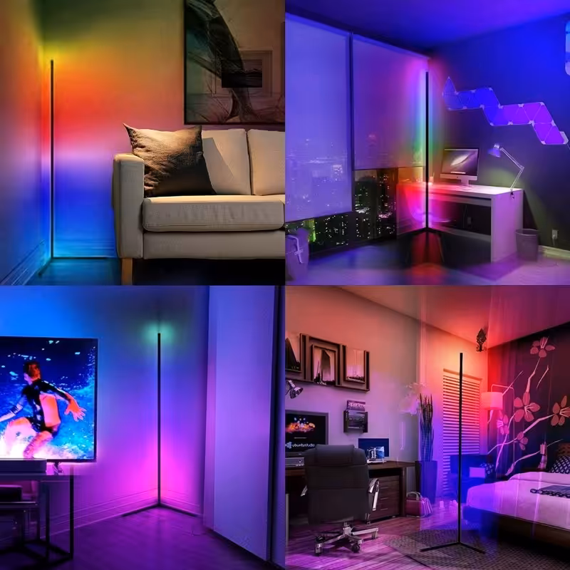 چراغ LED RGB روشنایی هوشمند گوشه ای با حالت های موسیقی برای اتاق نشیمن، اتاق خواب، دفتر