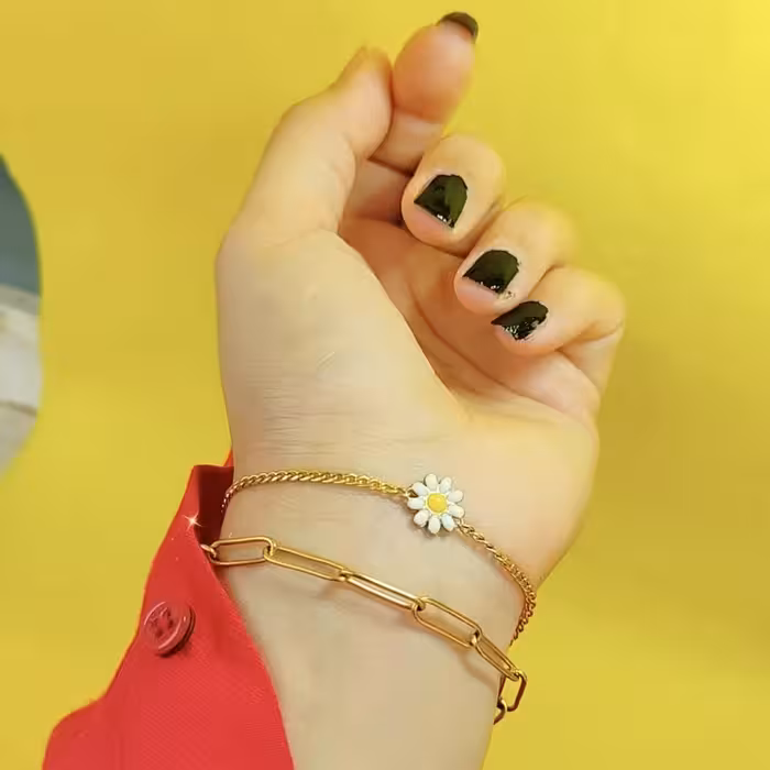 دستبند دولاین بابونه برای استفاده روزانه رنگ تابت و استیل