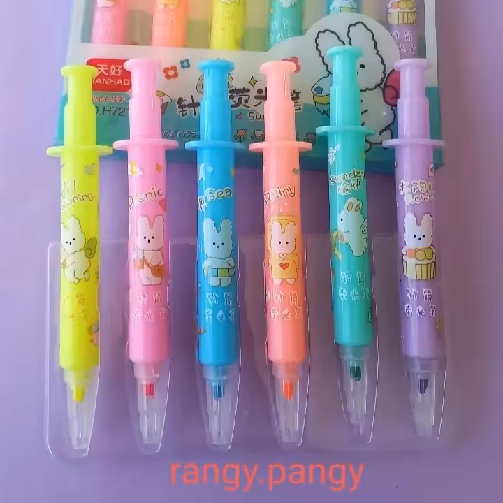 ماژیک هایلایتر طرح سرنگ( رنگ آبی وسبز فقط)