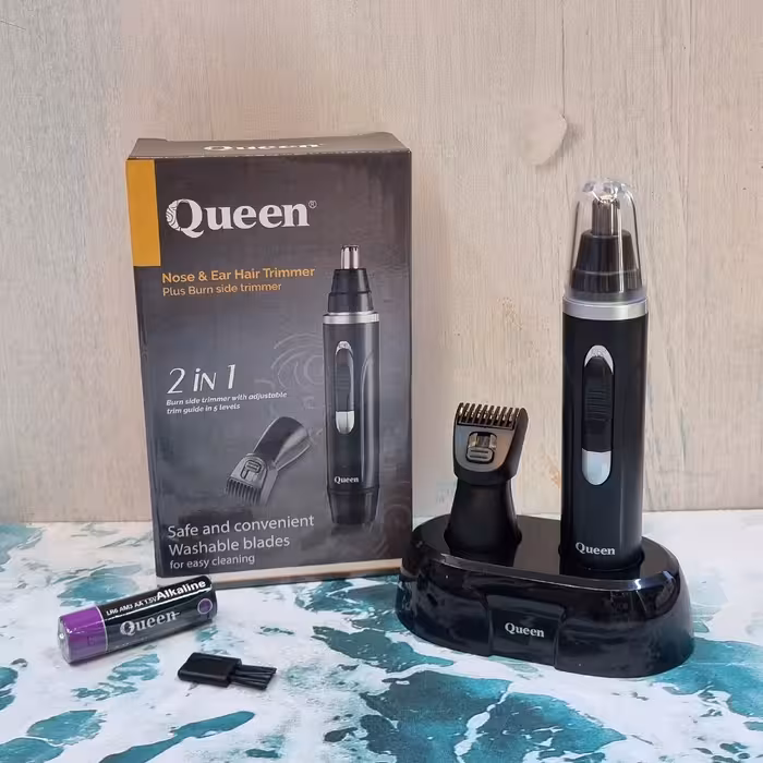 مو زن بینی و گوش کوئین همراه خط زن و پایه