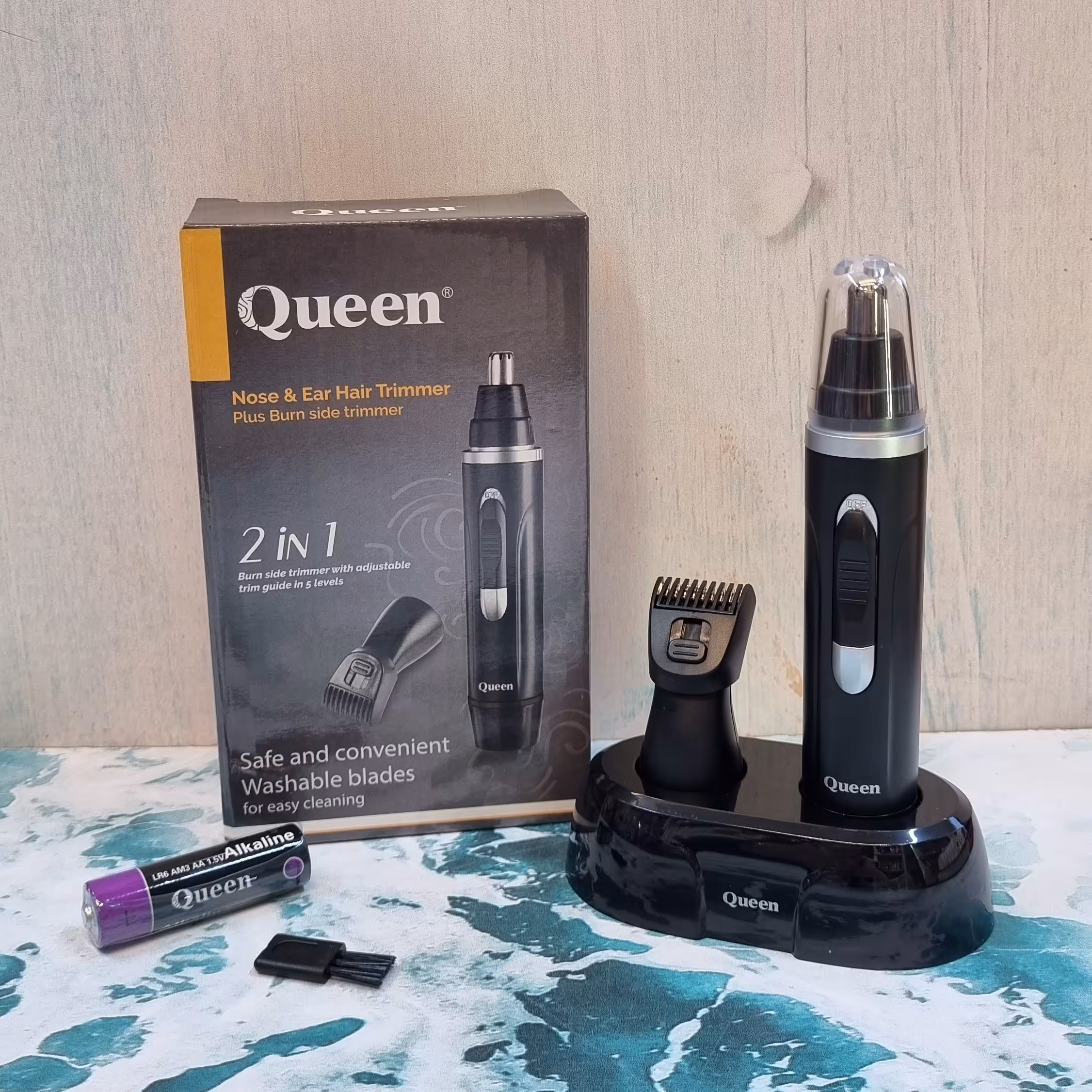 مو زن بینی و گوش کوئین همراه خط زن و پایه