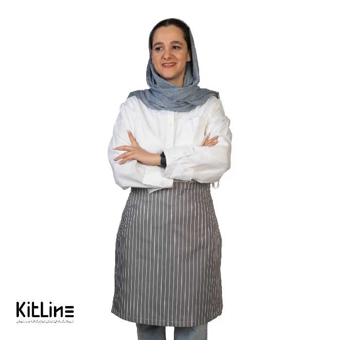 نیم پیشبند ترگال کجراه راه راه طوسی S.R