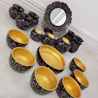 هفت سین سفالی نقطه کوبی شده، بسیار خوشرنگ، قابل شستشو، قابل سفارش در هر طرح و رنگی