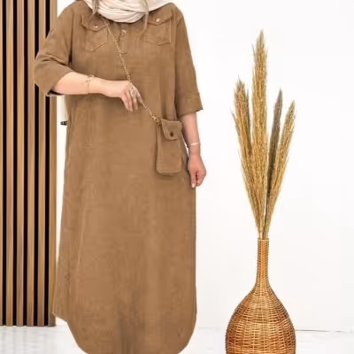 ست‌ پیراهن و کیف مخمل کبریتی ریز