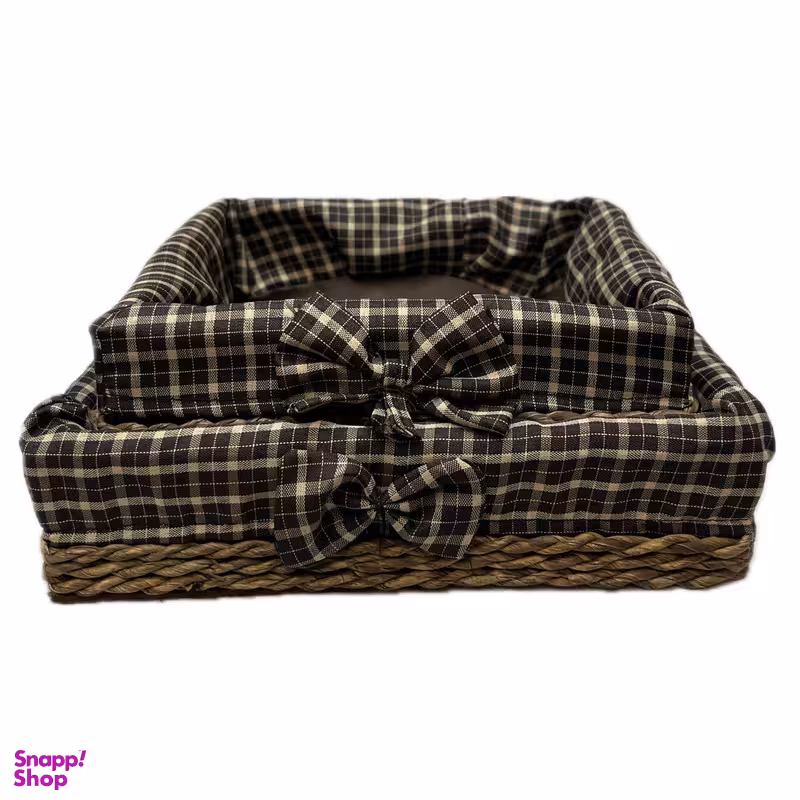 سبد نان و سبزی مدل حصیر بافت مربع مجموعه 2 عددی