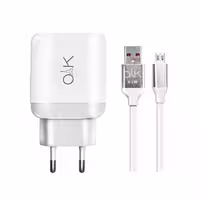 شارژر دیواری OAK مدل CH1001 به همراه کابل تبدیل microUSB