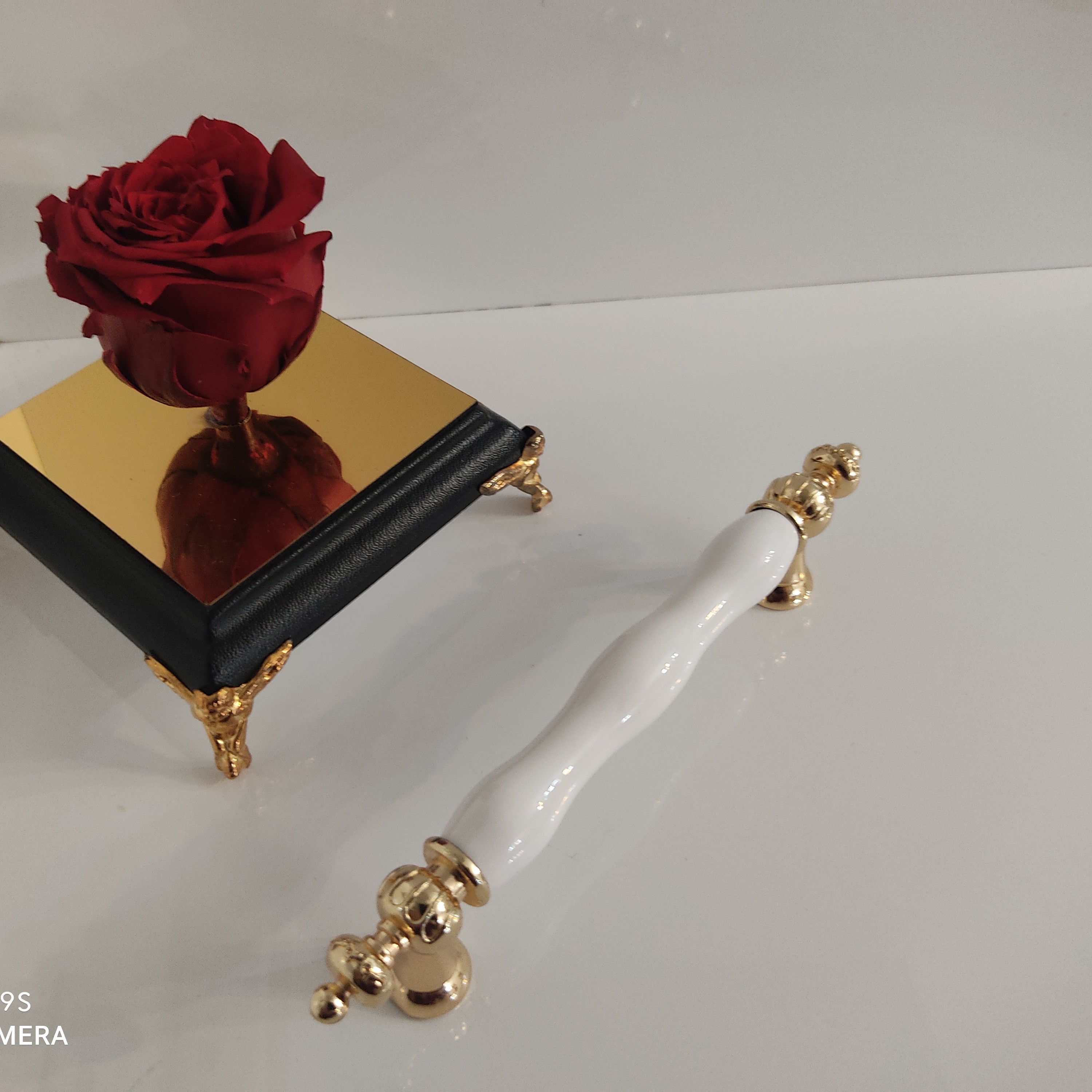 دستگیره عثمانی سرامیکی  وارداتی  سایز 160mm. با 7سال ضمانت سفید طلایی