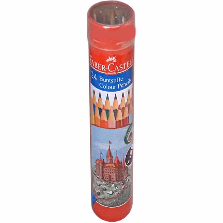مدادرنگی جعبه فلزی استوانه طرح قلعه12 رنگ برند فابرکستل